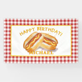 Watercolor Hot Dog Bannière de fête d'anniversaire (Horizontal)