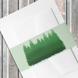 Watercolor Houtland Dennen Bruiloft Uitnodigingen Wikkel