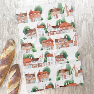 Watercolor Huis Thuis Kunst Theedoek