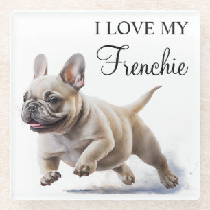 Watercolor Huisdier Franse Bulldog Gepersonaliseer Glazen Onderzetter