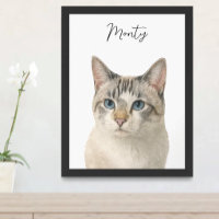 Watercolor huisdier kat portret script naam