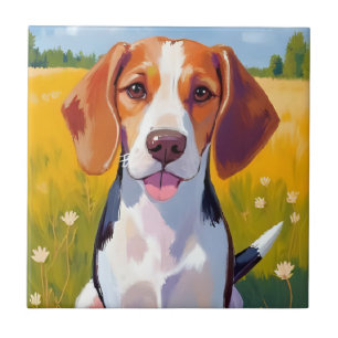 Watercolor huisdierenschildering van Beagle hond Tegeltje