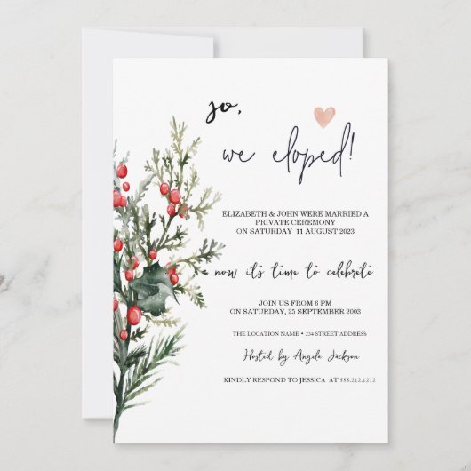 Watercolor Hulstbes Groene Huwelijksvlucht Kaart (Voorkant)