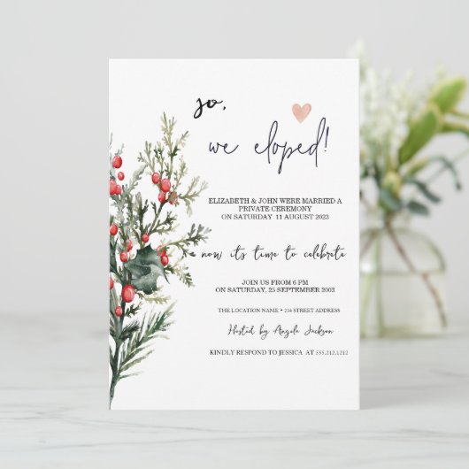 Watercolor Hulstbes Groene Huwelijksvlucht Kaart (Staand voorkant)