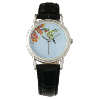 Watercolor Hummingbird Horloge