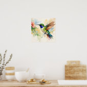 Watercolor Hummingbird Poster (Keuken)