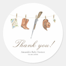 Watercolor Hunter Baby Shower Thank you Ronde Sticker