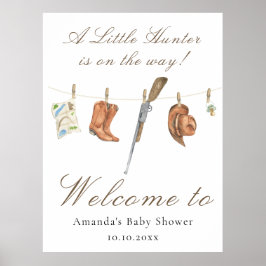 Watercolor Hunter Baby shower Welcome Poster
