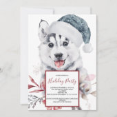 Watercolor Husky Dog Fête de Vacances Invitation (Devant)