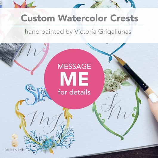 Watercolor Hydrangea Crest Wedding Invitations