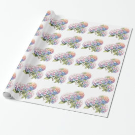 Watercolor Hydrangea Floral Pattern Wrapping Paper Cadeaupapier