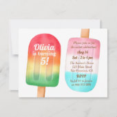 Watercolor Ijsje Meisjes Verjaardagsfeestje Kaart (Voorkant)