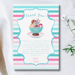 Watercolor Ijsje Sundae Baby Shower Bedankkaart