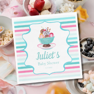 Watercolor Ijsje Sundae Baby Shower Servet