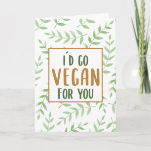 Watercolor Ik ga vegan voor je, Valentijnskaart Kaart