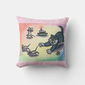 Watercolor Illustratie Kat Cartoon Taart Muis Kussen