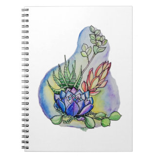 Watercolor Illustratie van een Vetplanten Boeket Notitieboek