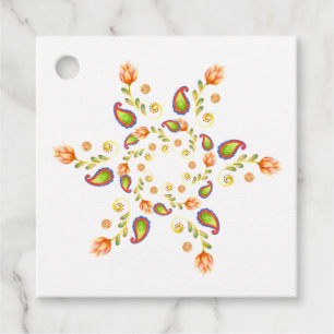 Watercolor Indiase Paisley Bedankjes Labels