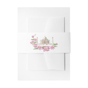 Watercolor Indische Lotus Bloem Taj Mahal Uitnodigingen Wikkel