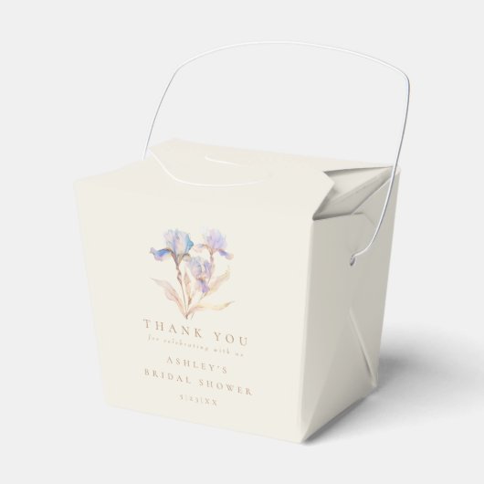 Watercolor Iris Bruiloftsfeest Bedankdoosjes (Voorkant Zijde)