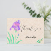 Watercolor Iris on marble background Bedankkaart (Staand voorkant)