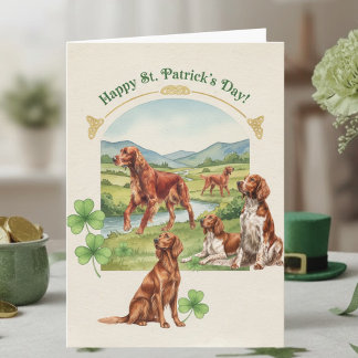 Watercolor Irish Setter Dog Happy St. Patrick’s Da Kaart
