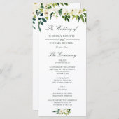 Watercolor ivoire blanc programme de mariage flora (Devant / Derrière)