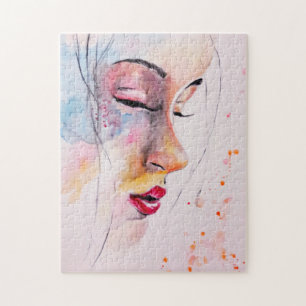 Watercolor Jigsaw Puzzle Girl Rêves colorés
