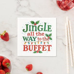 Watercolor Jingle All the Way naar Buffet Kerstmis Servet
