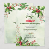 Watercolor Jingle en Mingle Kerstfeest Kaart (Voorkant / Achterkant)