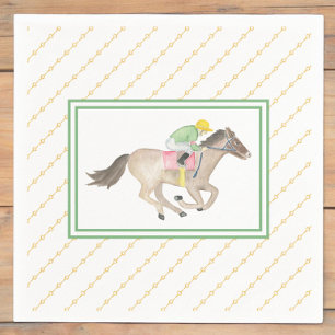 Watercolor Jockey Preakness Feest Paardenrace Goud Servet