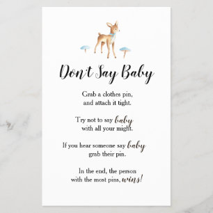 Watercolor Jongenshert op Witte "Baby" Shower Spel Flyer