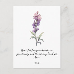 WATERCOLOR JULI RIDDERSPOOR GEBOORTEBLOEM BRIEFKAART