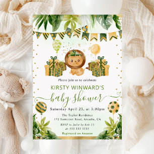 Watercolor Jungle Leeuw Baby Shower Kaart