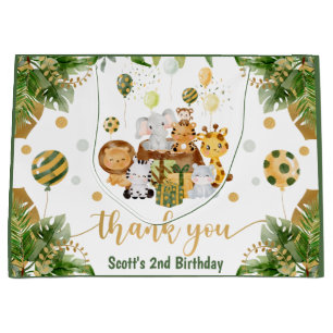 Watercolor Jungle Safari Dieren Verjaardag Groot Cadeauzakje