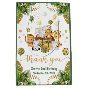 Watercolor Jungle Safari Dieren Verjaardag Medium Cadeauzakje
