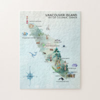 Watercolor Kaart Kunst van Vancouver Island