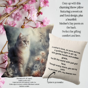 Watercolor Kat & Bloemen - Een Moeders Liefde Kussen