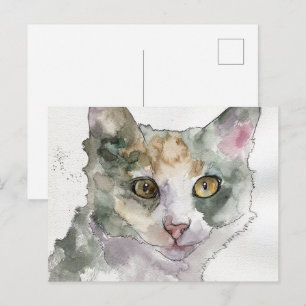 Watercolor Kat Briefkaart