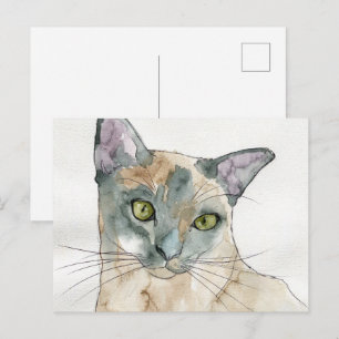 Watercolor Kat Briefkaart