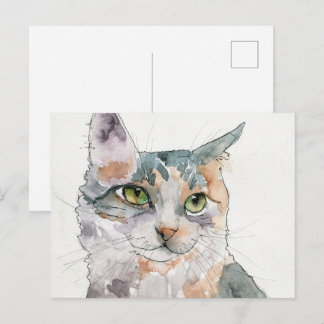 Watercolor Kat Briefkaart