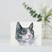 Watercolor Kat Briefkaart (Staand voorkant)