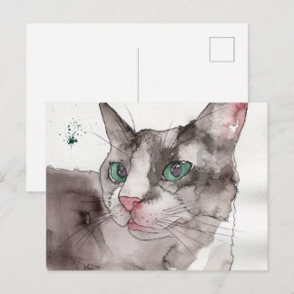 Watercolor Kat Briefkaart