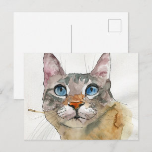 Watercolor Kat Briefkaart