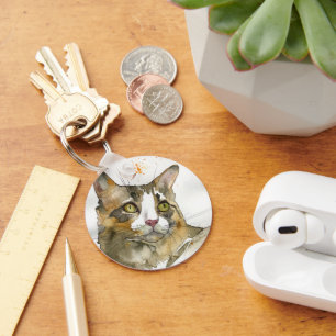 Watercolor Kat Sleutelhanger