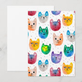 Watercolor katten en vrienden bedankkaart (Voorkant / Achterkant)