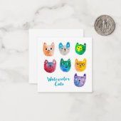 Watercolor katten en vrienden notitiekaartje (Voorkant / Achterkant in situ)
