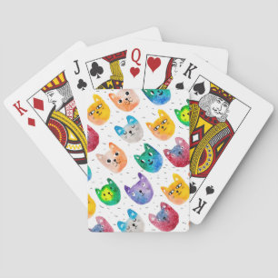 Watercolor katten en vrienden pokerkaarten