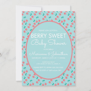 Watercolor Kersen Fruit Bes Roze Baby Shower Kaart