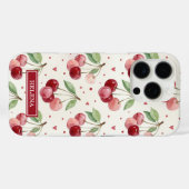 Watercolor Kersen Monogram Case-Mate iPhone Case (Achterkant (horizontaal))